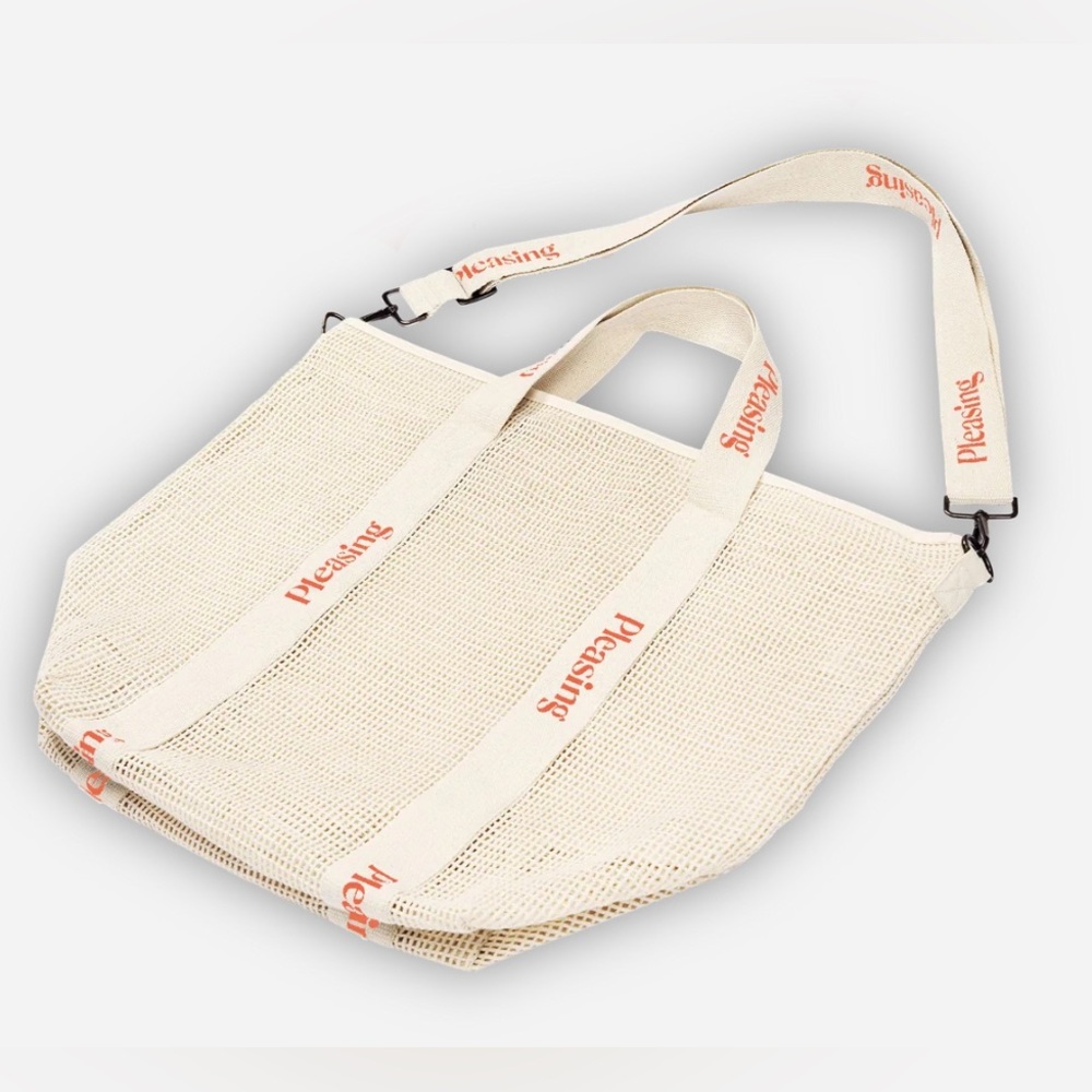 Harry Styles’ Pleasing Cream with Orange Mesh Tote Bag